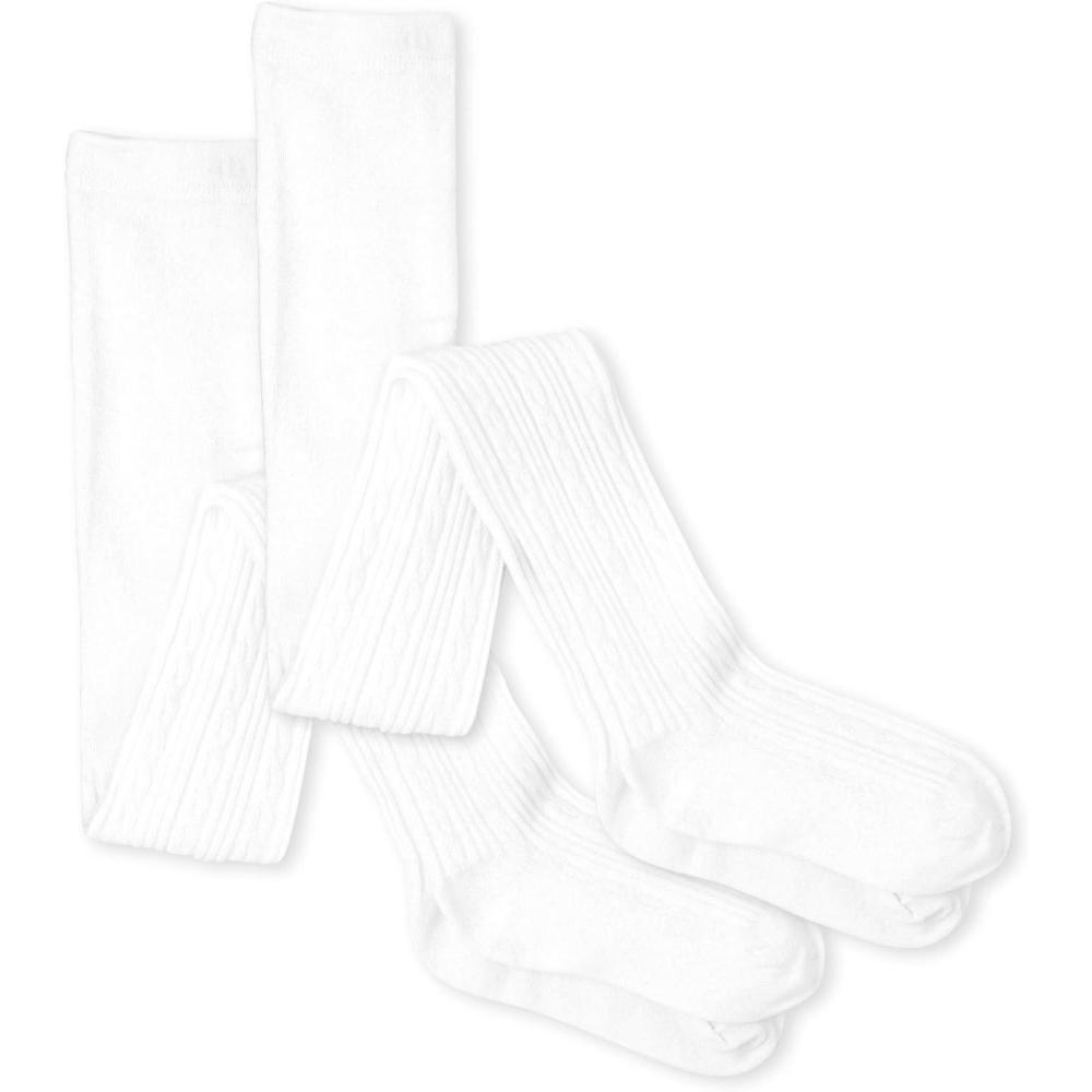 imageThe Childrens Place Girls Cable Knit TightsWhite 2pack