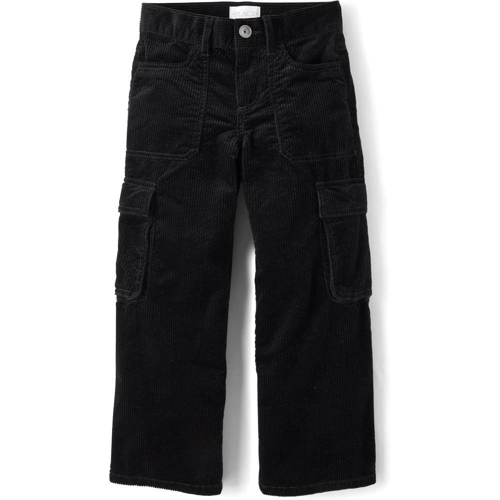 imageThe Childrens Place Girls Corduroy PantsBlack Baggy Cargo
