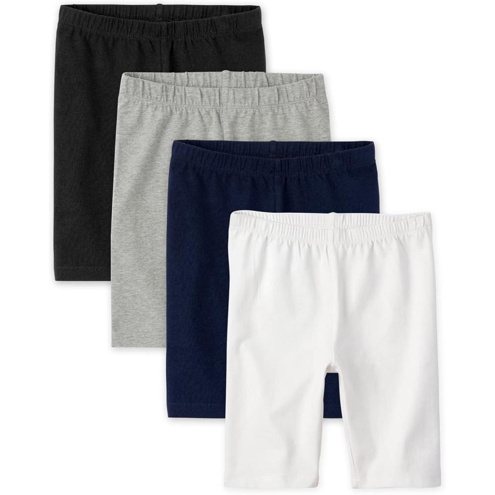 imageThe Childrens Place Girls Essential Bike ShortsBlack HT Grey Tidal White 4pack