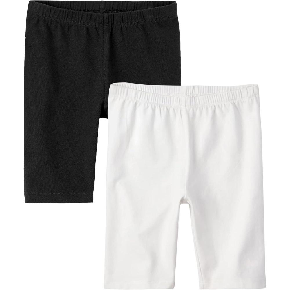 imageThe Childrens Place Girls Essential Bike ShortsBlackWhite 2pack
