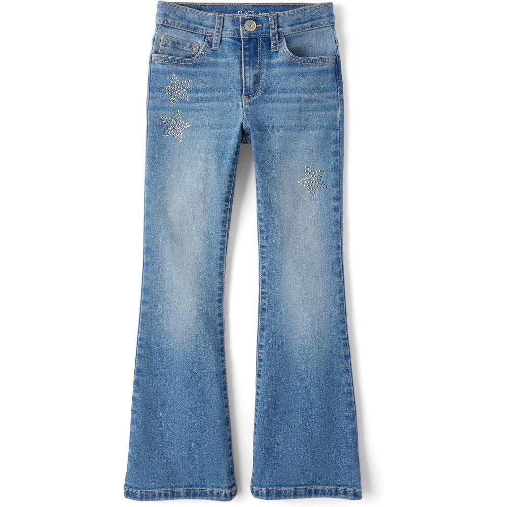 imageThe Childrens Place Girls Flare JeansValley Wash High Rise