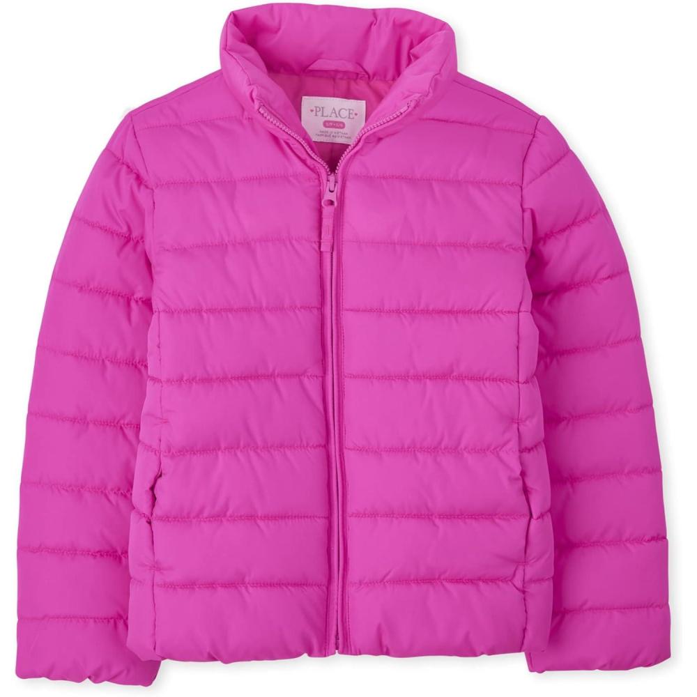 imageThe Childrens Place Girls Medium Weight WindResistant WaterResistant Puffer JacketEnchanted Pink