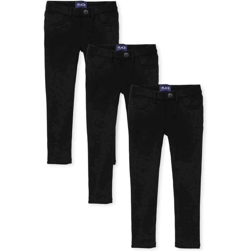 imageThe Childrens Place Girls Ponte Knit Pull on JeggingsBlack 3pack