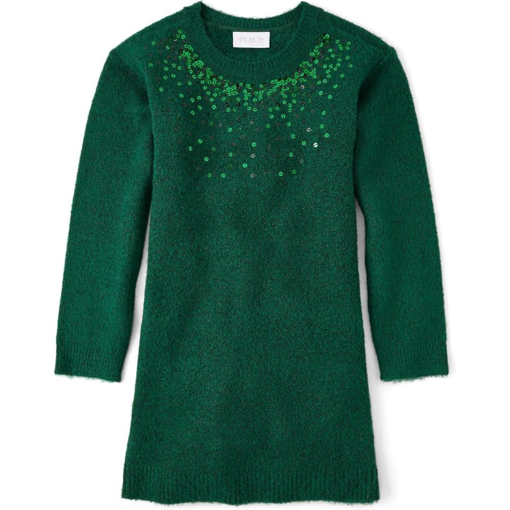 imageThe Childrens Place Girls Puff Sleeve Dress Long SleeveBeaded Spruceshad