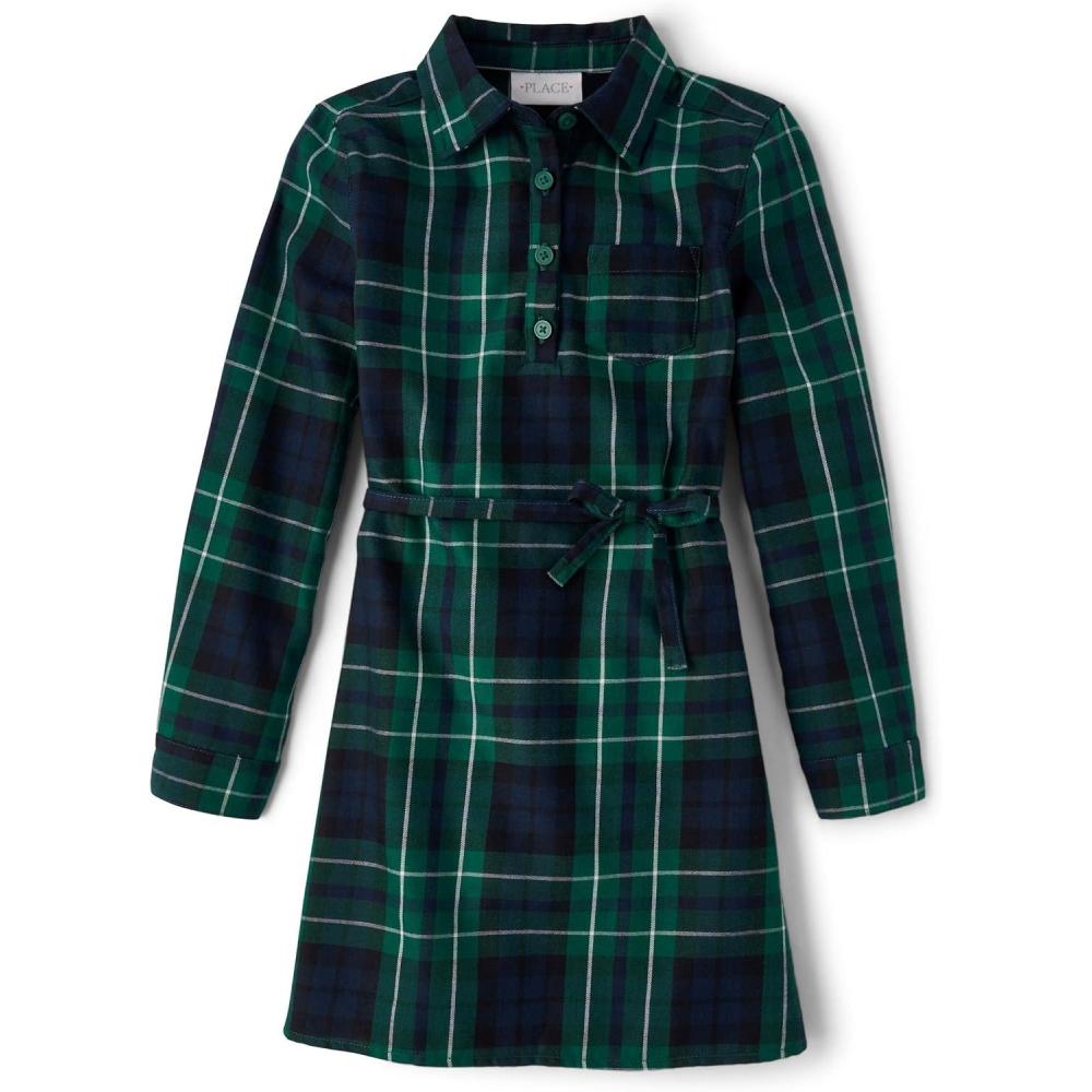 imageThe Childrens Place Girls Shirt Dress Long SleeveSpruceshad Plaid