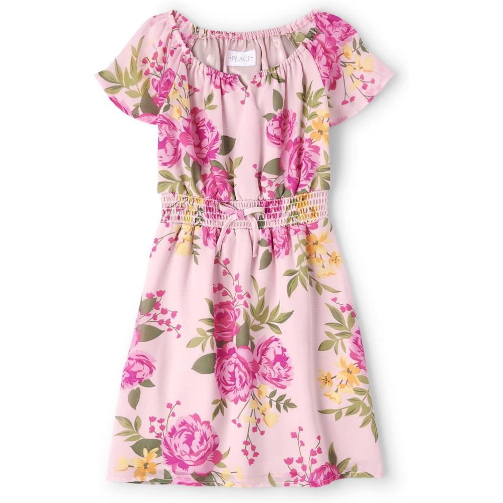 imageThe Childrens Place Girls Short Sleeve Dressy DressRose Floral