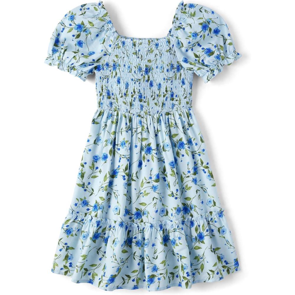 imageThe Childrens Place Girls Short Sleeve Dressy DressWhirlwind Blue Floral