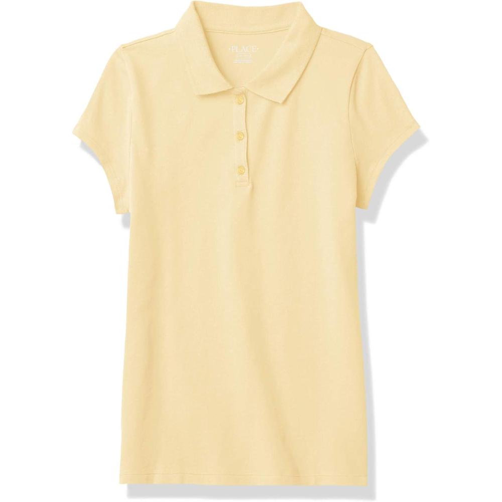 imageThe Childrens Place Girls Short Sleeve Ruffle Pique PoloPale Sun