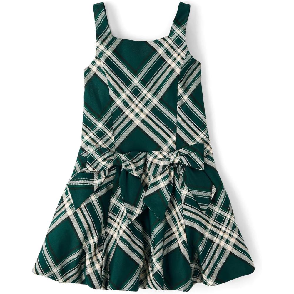 imageThe Childrens Place Girls Sleeveless Dressy Bubble Hem DressBalt Green Plaid