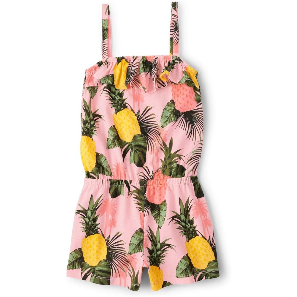 imageThe Childrens Place Girls Sleeveless Summer RomperPink Sea Salt