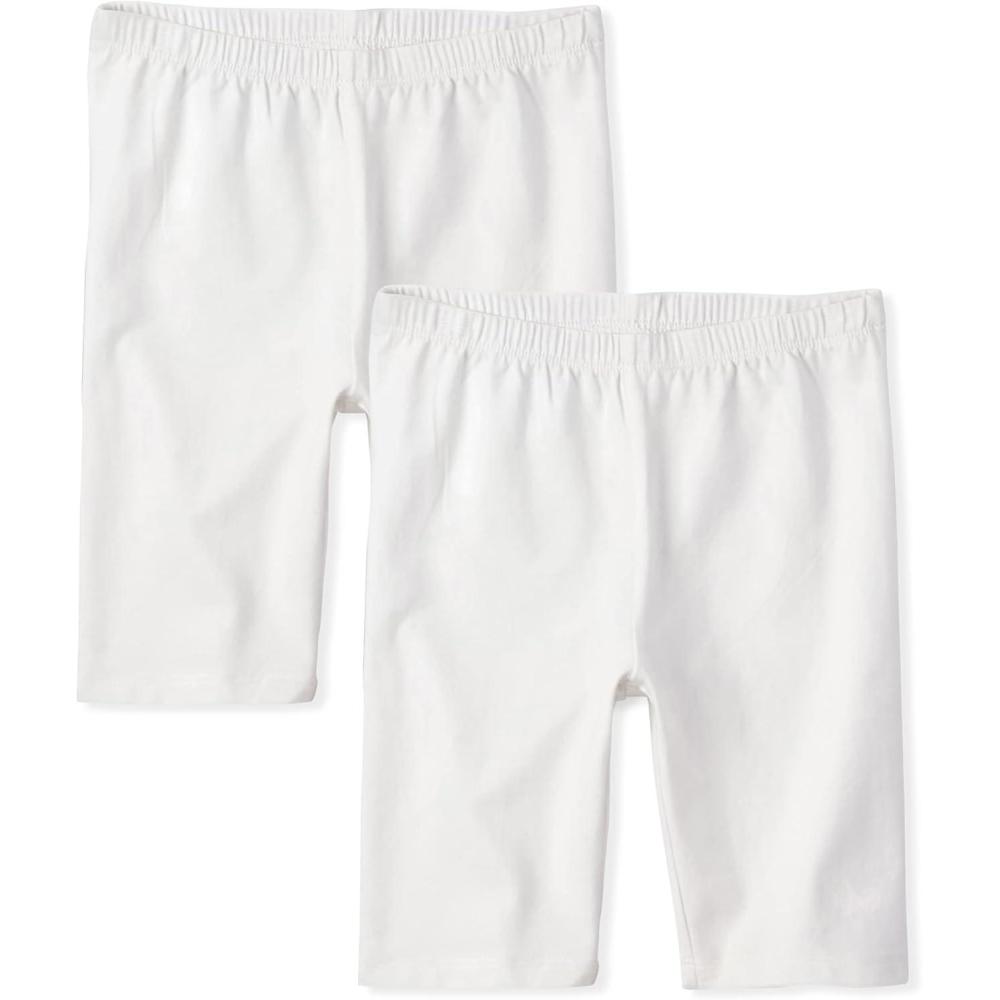 imageThe Childrens Place Girls Solid Bike ShortsWhite 2pack