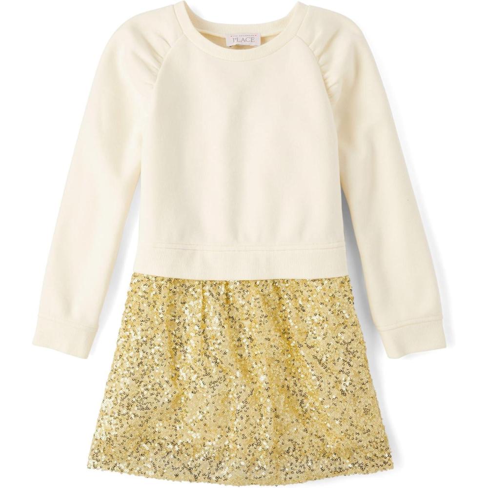 imageThe Childrens Place Girls Tutu Dress Long SleeveWhite Daisy Sweatshirt