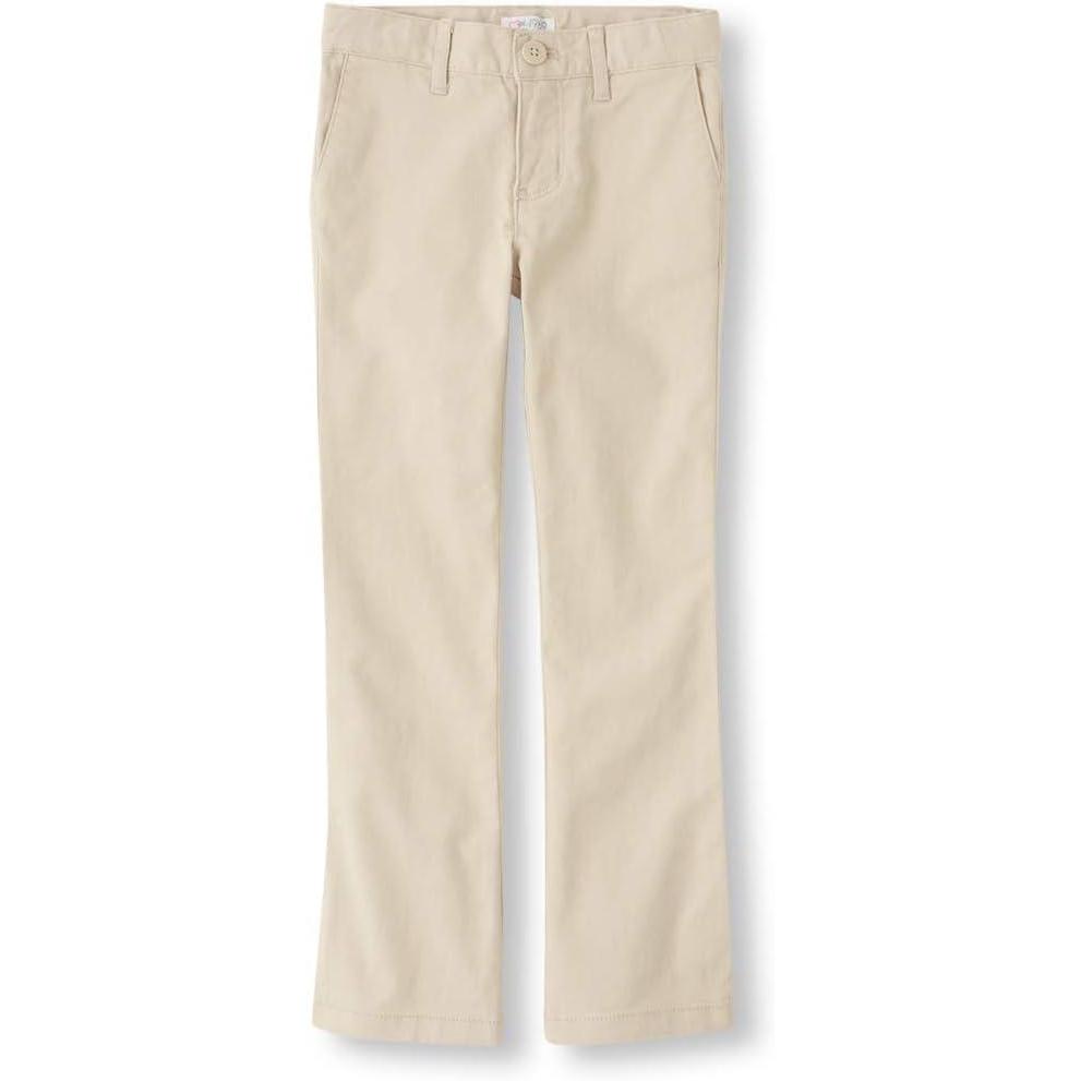imageThe Childrens Place Girls Uniform Bootcut Chino PantsBisquit Single