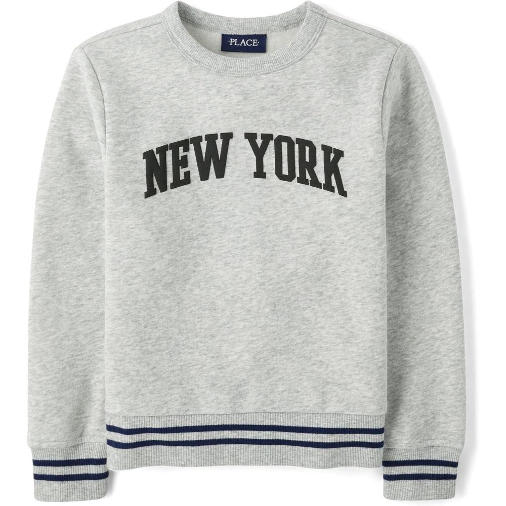 imageThe Childrens Place Long Sleeve Crew Neck Pullover SweatshirtNew York