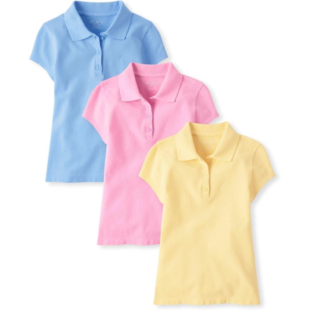imageThe Childrens Place Multipack Short Sleeve Pique PoloPale SunDaybreakSparkle Pink