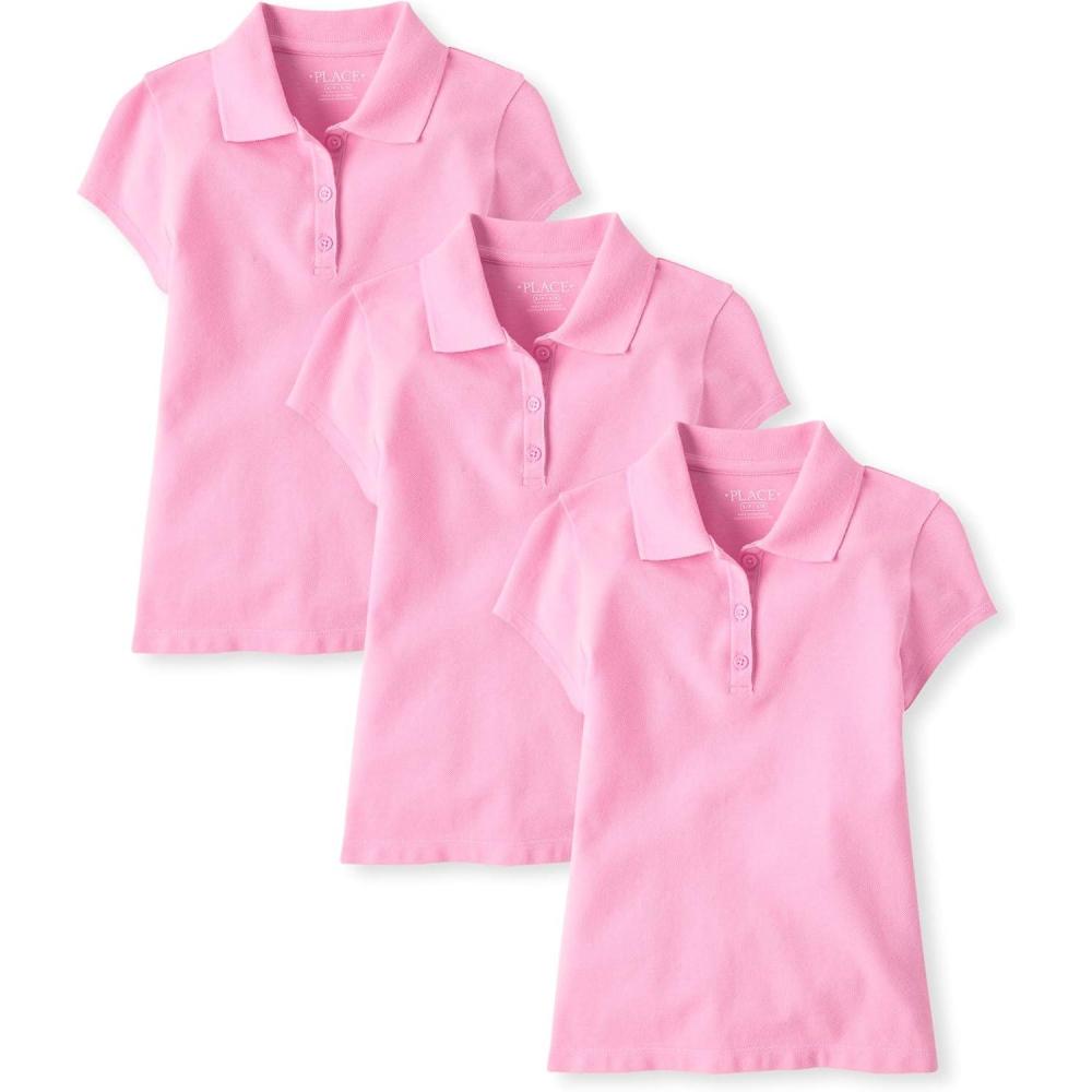imageThe Childrens Place Multipack Short Sleeve Pique PoloSparkle Pink