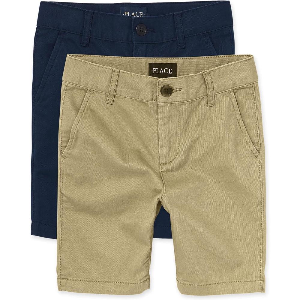 imageThe Childrens Place Stretch Chino ShortsFlaxNew Navy 2pack