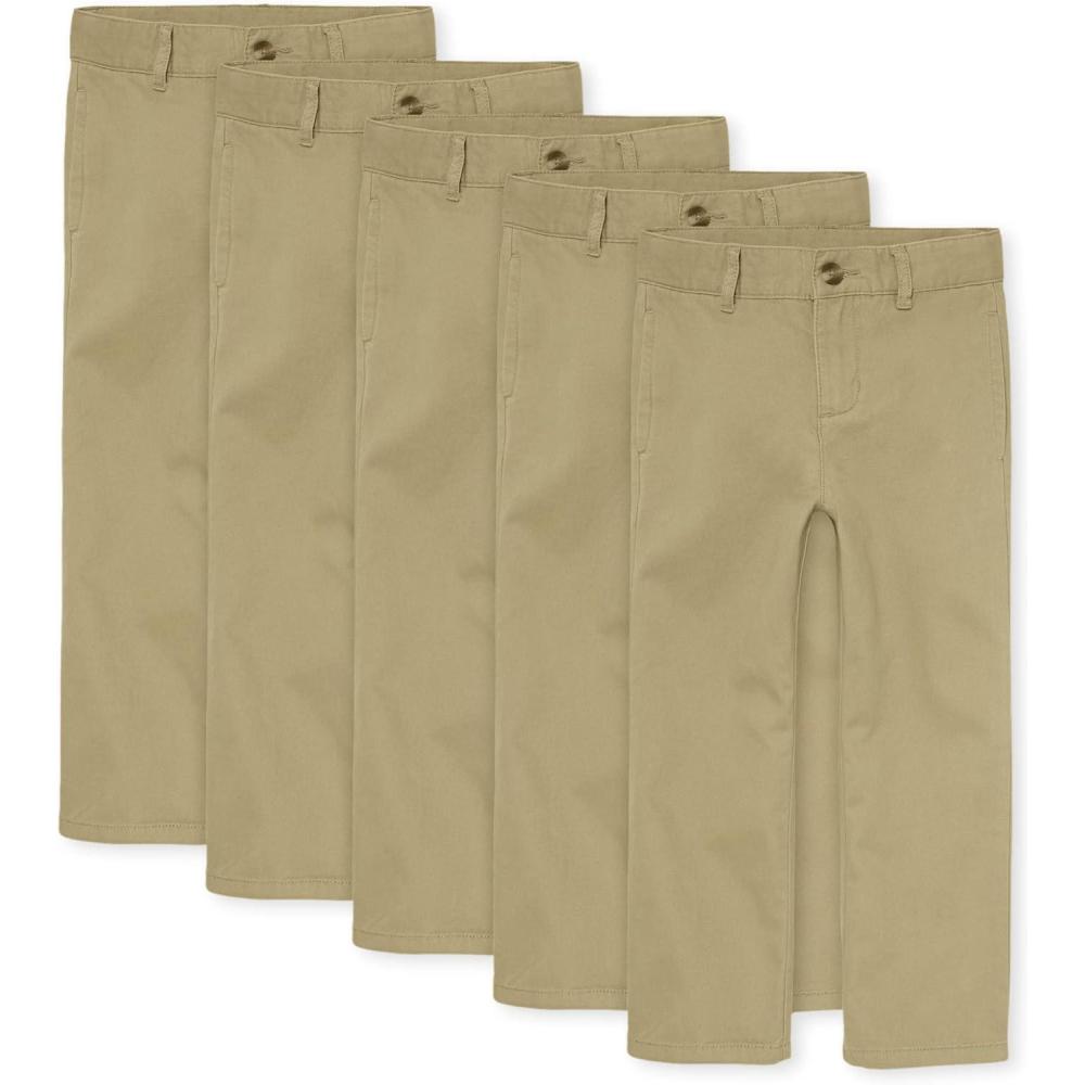 imageThe Childrens Place Stretch Relaxed Straight Chino PantsmultipacksFlax 5pack