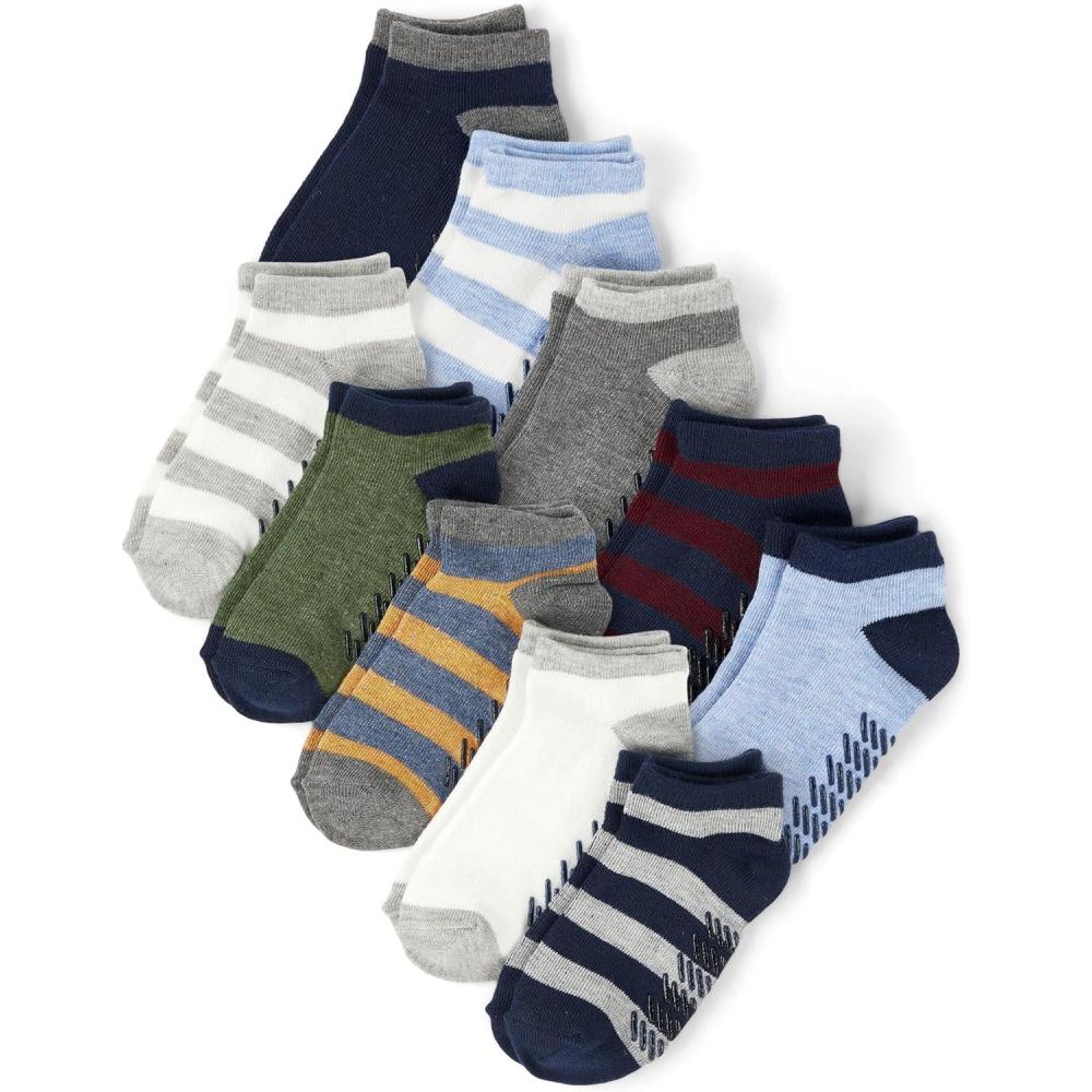 imageThe Childrens Place babyboys And Toddler Ankle Socks Variety PackMulticolor Stripe 10pack