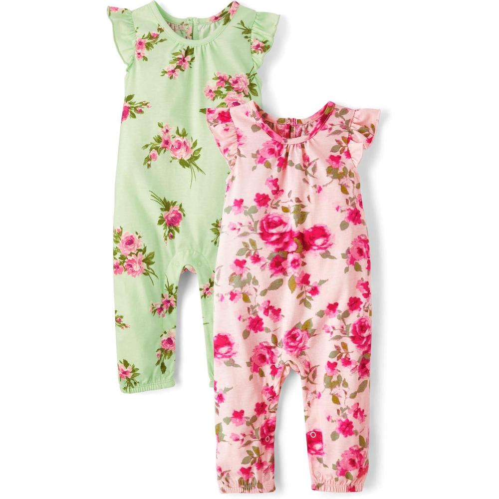 imageThe Childrens Place babygirls And Newborn Sleeveless Pant Romper Playwear OutfitFloral 2pack