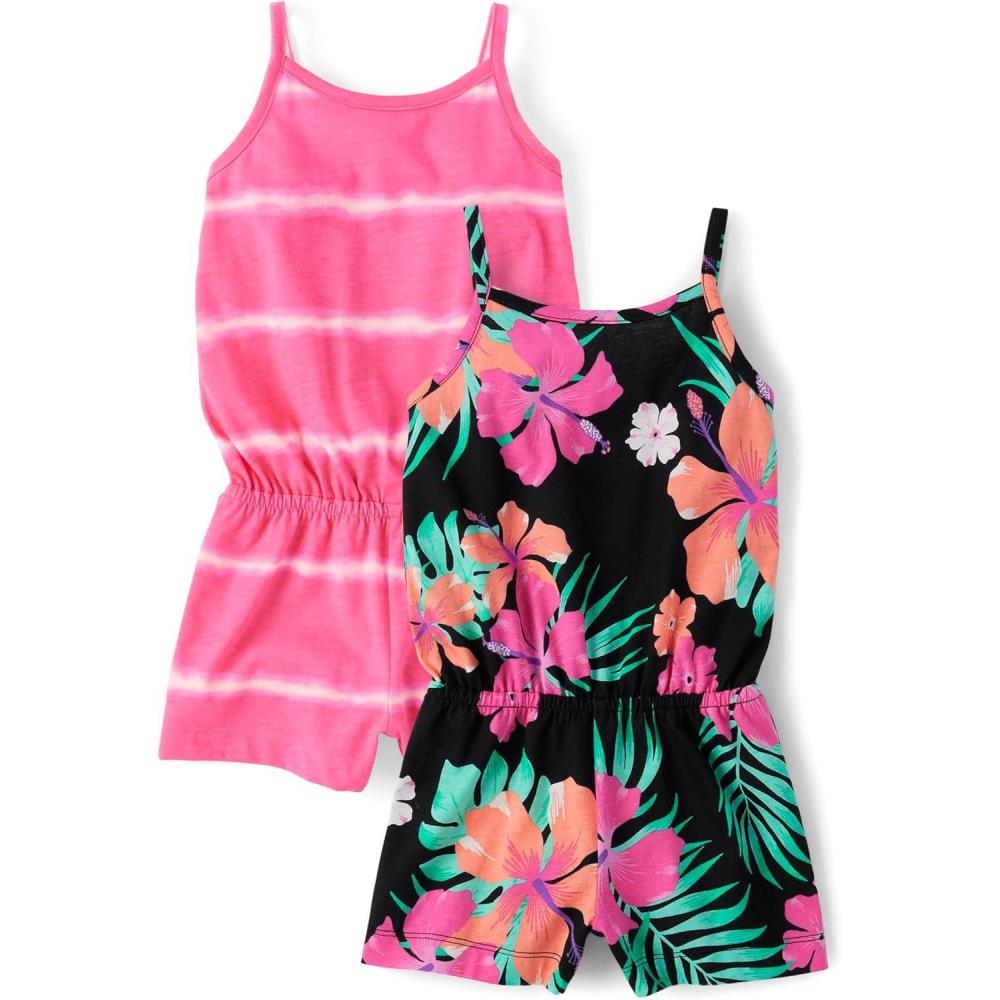 imageThe Childrens Place babygirls And Toddler Everyday Summer RompersBlack Tropic 2pack