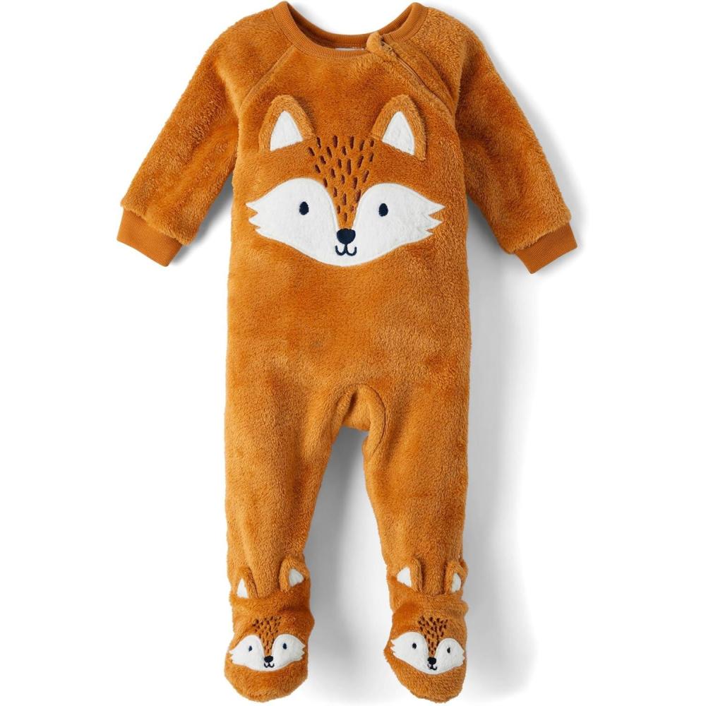 imageThe Childrens Place babygirls And Toddler Fleece Long Sleeve Zip Front One Piece Footed Pajamassleep ampamp PlayMaple Fox
