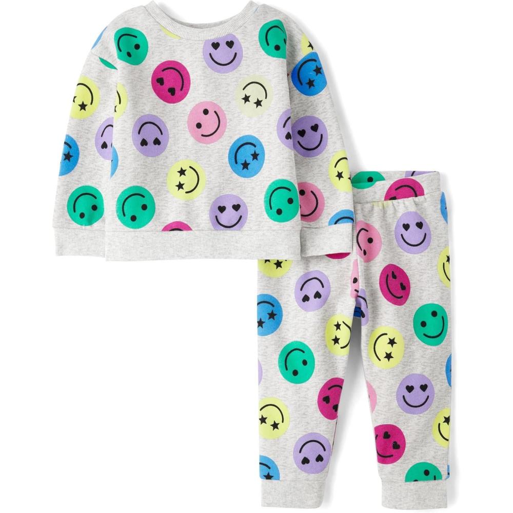 imageThe Childrens Place babygirls And Toddler Long Sleeve Active Shirt and Pant 2 Piece OutfitHappy Faces