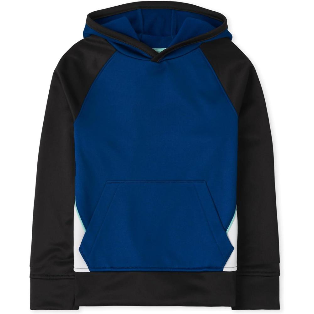 imageThe Childrens Place boys Active Long Sleeve Hooded SweatshirtBlue Colorblock