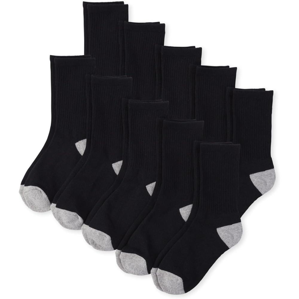 imageThe Childrens Place boys Crew Socks Variety PackBlack 10pack