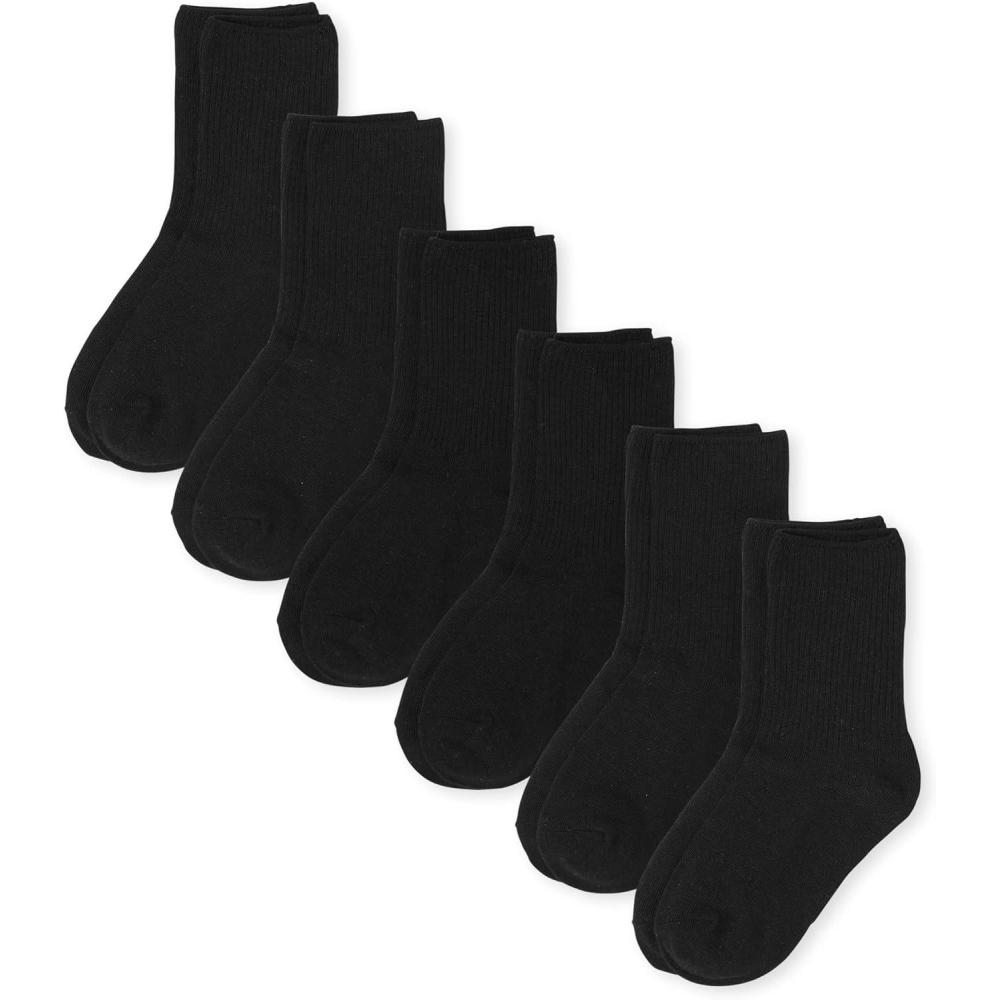imageThe Childrens Place boys Crew Socks Variety PackBlack 6pack