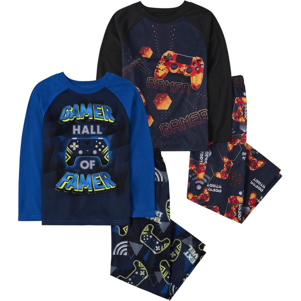 imageThe Childrens Place boys Long Sleeve Top and Pants 2 Piece Pajama SetGame Controller 2pack