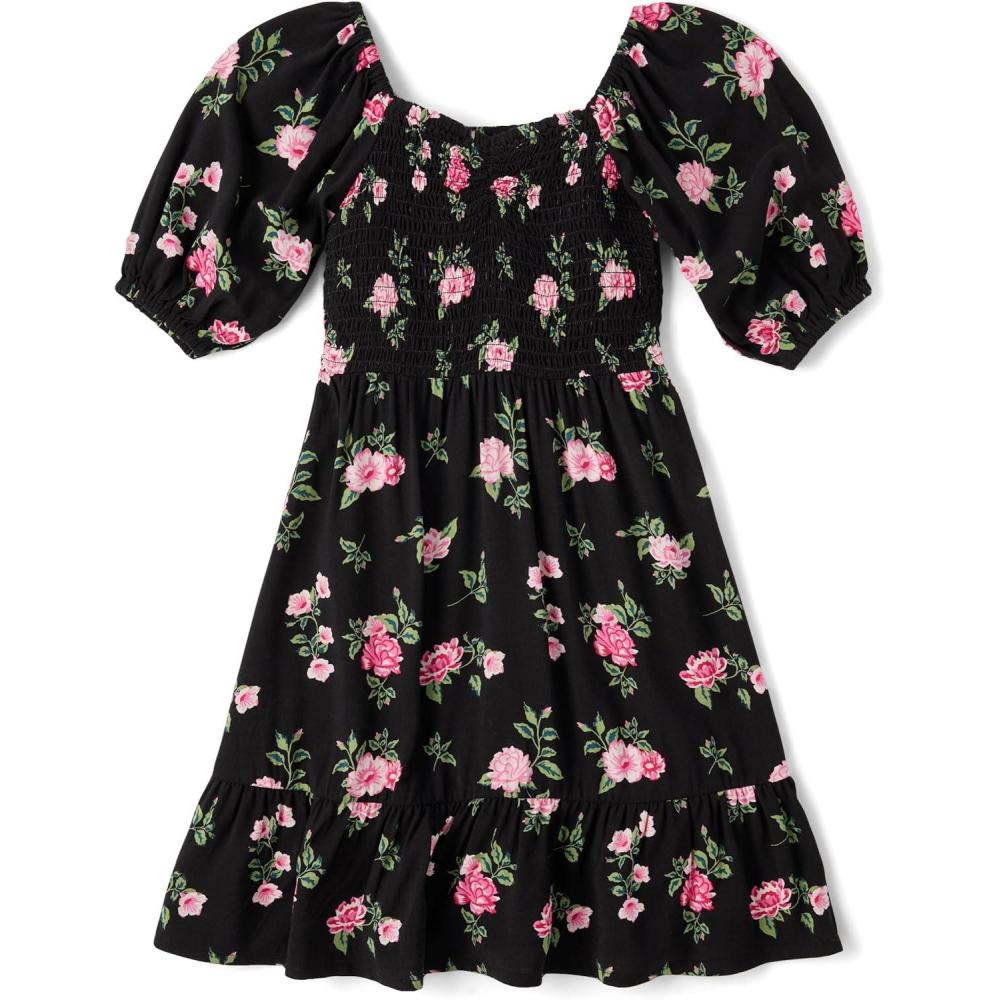 imageThe Childrens Place girls Floral Smocked Babydoll DressBlack Floral