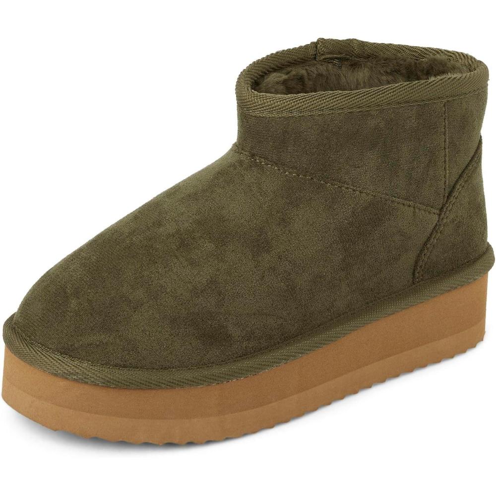 imageThe Childrens Place girls Girls Mini Ankle Platform Boot Fauxfur LinedOlive