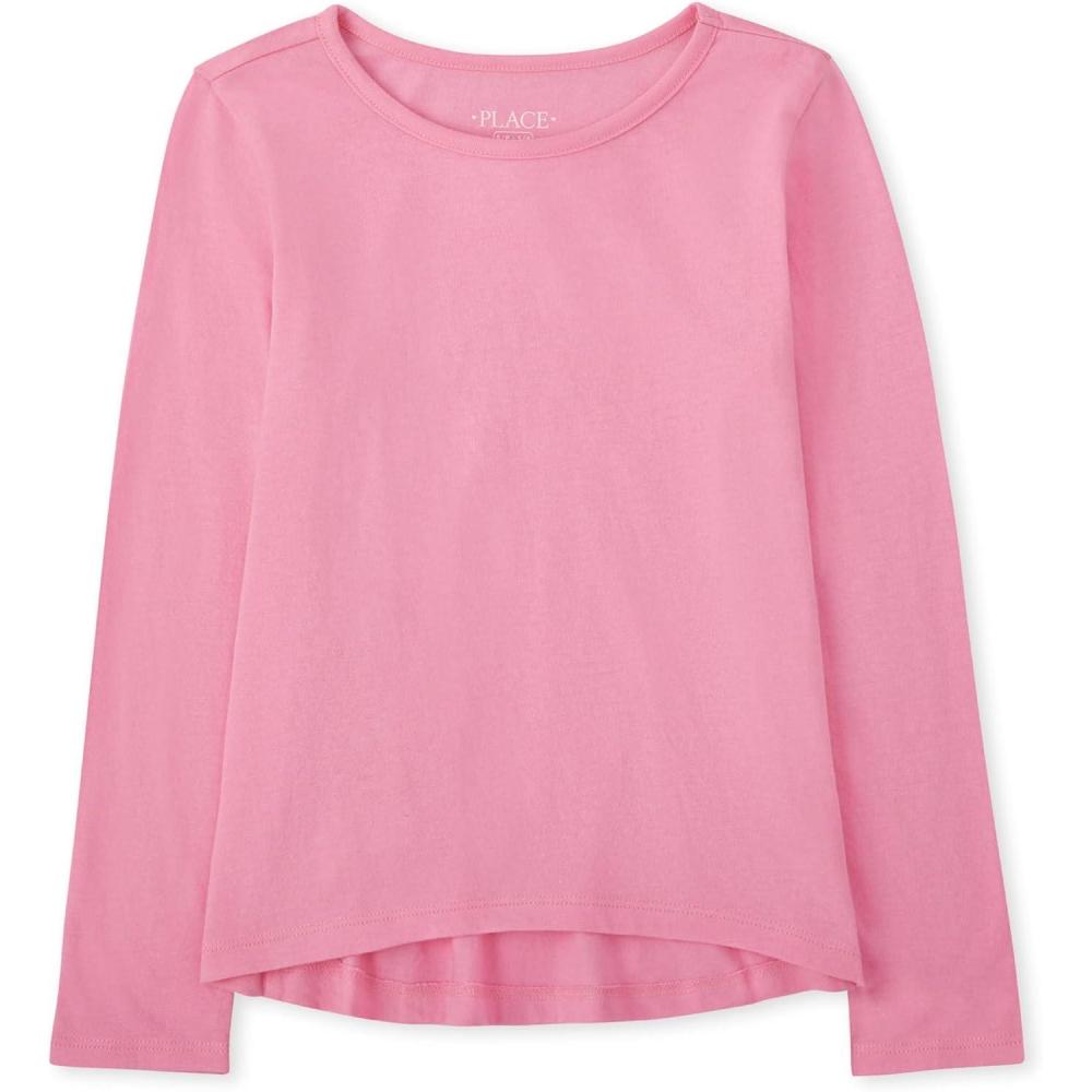 imageThe Childrens Place girls High Low Basic Layering TeeBright Pink