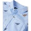 The Children’s Place Baby Boys’ and Toddler Long Sleeve Cotton Poplin Button Up Shirt(Dino Blue)