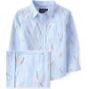 The Children’s Place Baby-Boys and Toddler Poplin Long Sleeve Button Down Shirt(Blue Carrot Print)