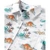 The Children’s Place Boys and Toddler Poplin Short Sleeve Button Down Shirt(Blue Orange Dino Print)