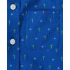 The Children’s Place Boys and Toddler Poplin Short Sleeve Button Down Shirt(Blue Palm Geo)