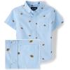 The Children’s Place Boys and Toddler Poplin Short Sleeve Button Down Shirt(Football Print)