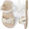 The Children’s Place Girl’s Baby Toddler Flat Sandals with Adjustable Ankle Strap Slipper(White Crisscross Floral)