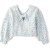 The Children’s Place Girls Long Sleeve V-Neck Pullover Sweater(Blue Multi Bow Cable)