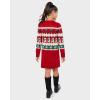 The Children’s Place Girls Puff Sleeve Dress, Long Sleeve(Red Fairisle)