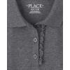 The Children’s Place Girls Short Sleeve Ruffle Pique Polo(Dk Heather Grey)