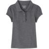 The Children’s Place Girls Short Sleeve Ruffle Pique Polo(Dk Heather Grey)