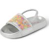 The Children’s Place Girl’s and Toddler Everyday Slide Sandals with Backstrap(Silver Shaker Stars)
