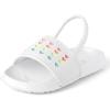 The Children’s Place Girl’s and Toddler Everyday Slide Sandals with Backstrap(White Multicolor Hearts)