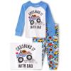 The Children’s Place baby boys Button Long Sleeve Top and Pants Snug Fit 100% Cotton 2 Piece Pajama Set(Monster Trucks)