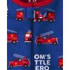 The Children’s Place boys Long Sleeve 100% Cotton Zip-front One Piece Footed Pajamas(Fire Trucks)