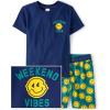 The Children’s Place boys Short Sleeve Top and Shorts,2 Piece Pajama Set(Happy Face Vibes)