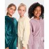 The Children’s Place girls Long Sleeve Hooded Fleece Full Zip Up(Frappe Velour Rib)